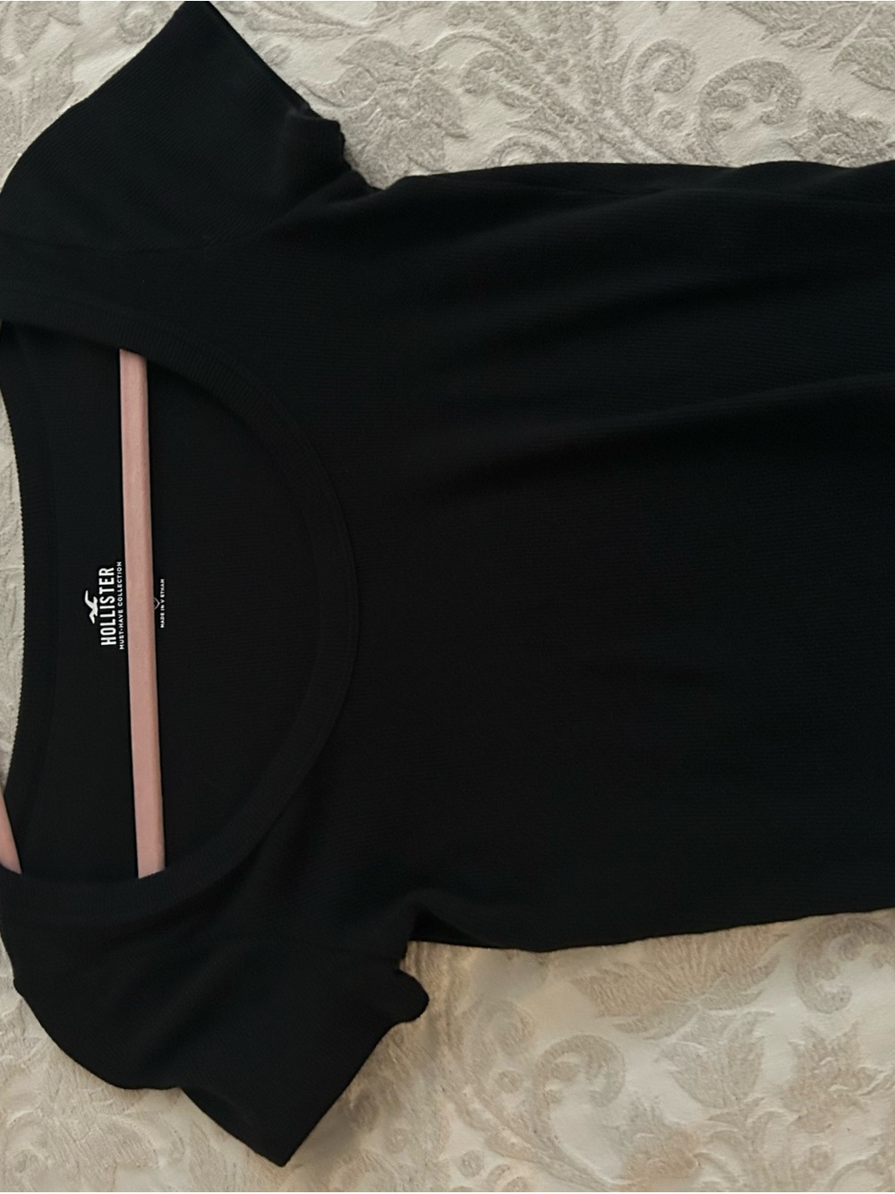Hollister Black Ribbed Scoop Neck Short Sleeve Top